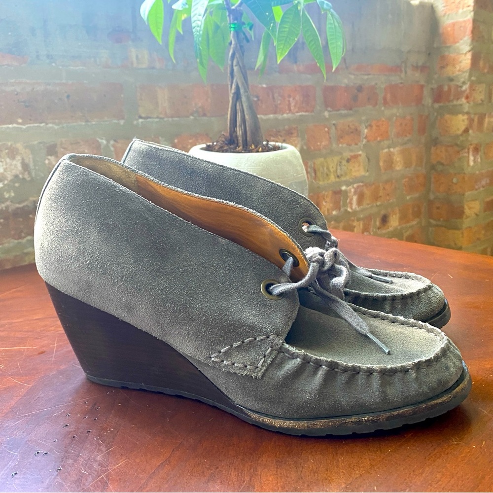 Cole Haan Gray Suede Wedge Loafers